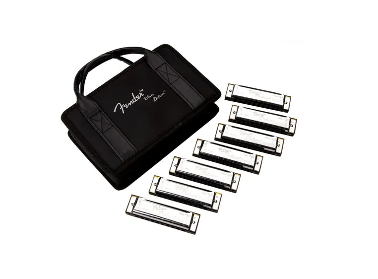 Fender Blues Deluxe Harmonica, Pack of 7, with Case 