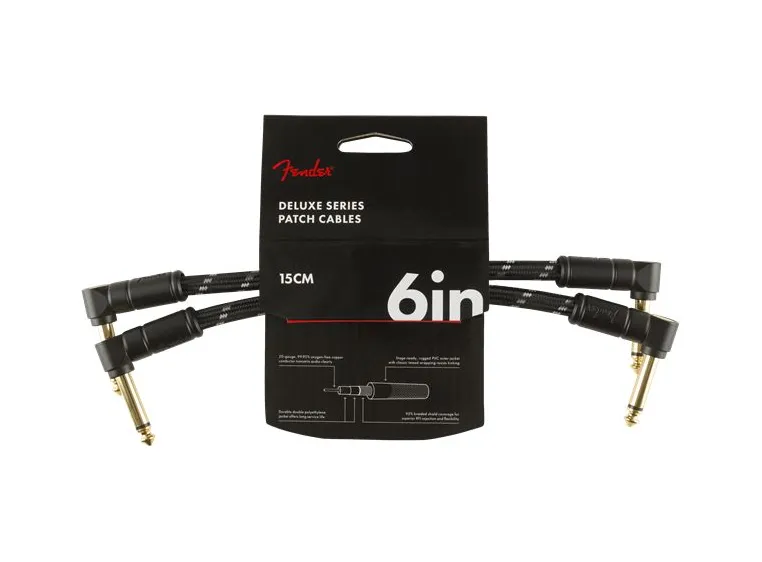 Fender Deluxe Series Instrument Cables 2-Pack, Angle/Angle, 6", Black Tweed 