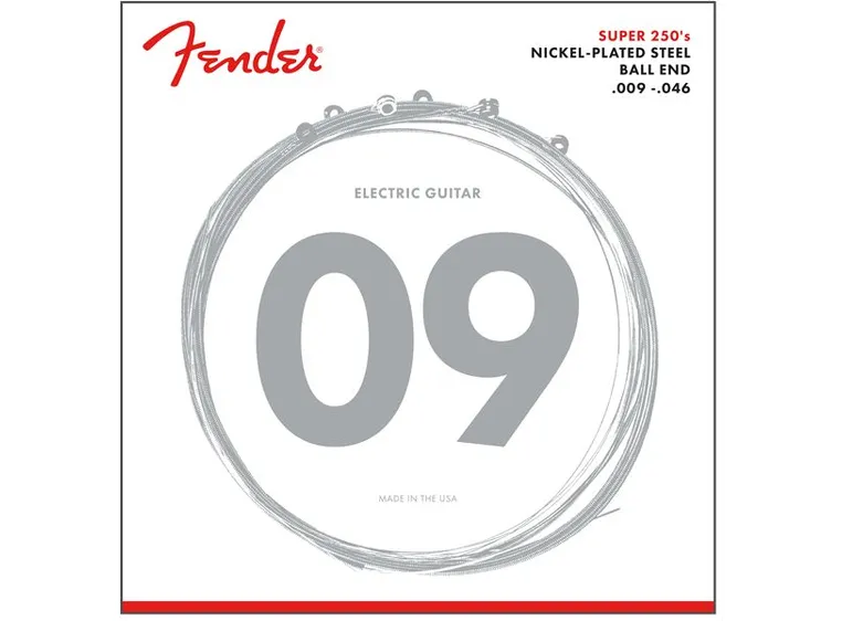 Fender Super 250 Guitar Strings (009-046) Nickel Plated Steel, Ball End 