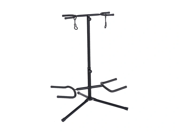 Gitarstativ med armstøtte for hals 2 gitarer, tripod 