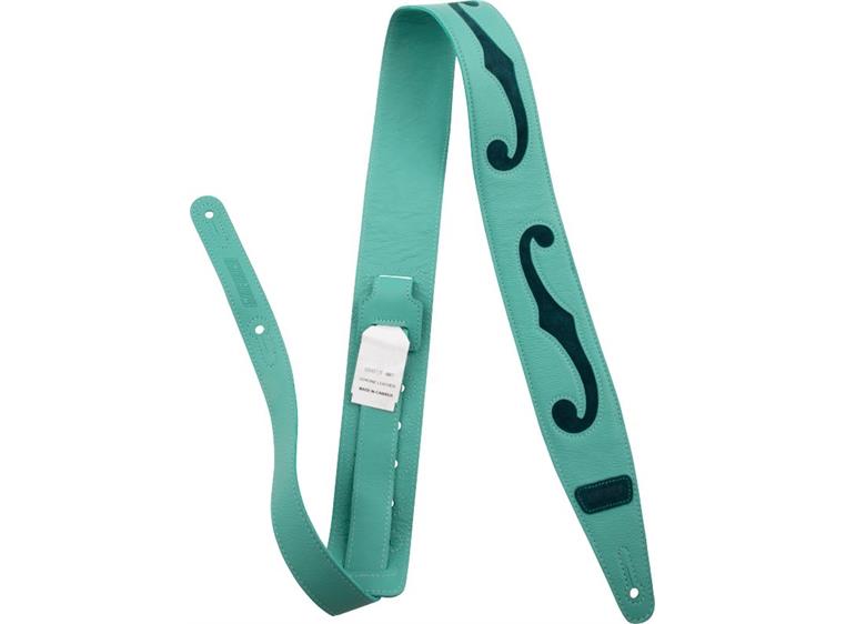 Gretsch F-Holes Leather Strap Surf Green and Dark Green 3"