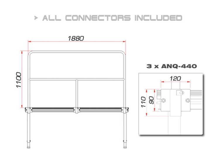 Guil TMQ-02/440 Stage Rail 188 cm (Aluminium Version) black 