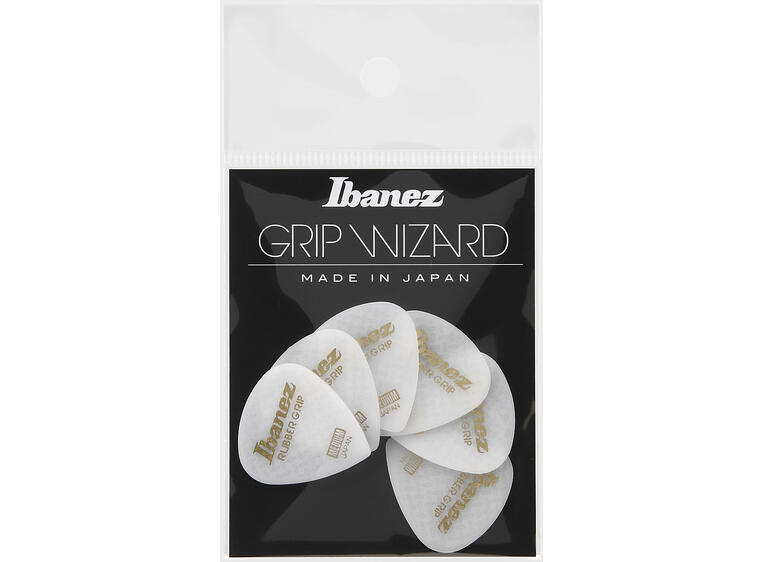 Ibanez PPA16MRG-WH Plekter Rubber Grip Medium White 6-pakning