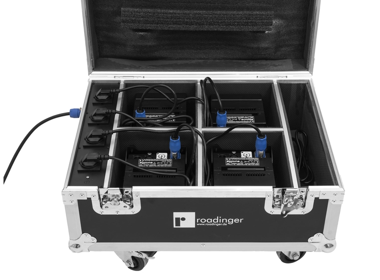 Roadinger Flightcase 4x AKKU IP UP-4 QuickDMX with charging function 