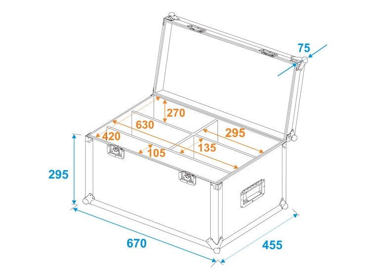 Roadinger Flightcase 4x LED 4/7C-12 Silent Slim Spot 