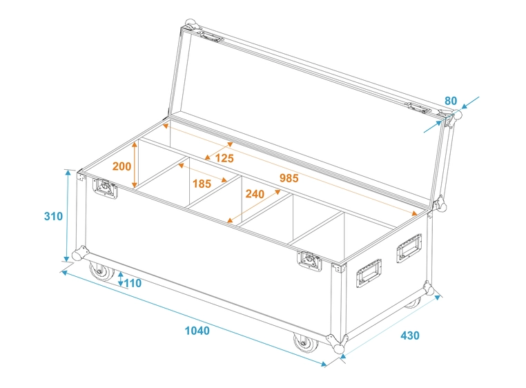 Roadinger Flightcase 4x LED Umbrella 