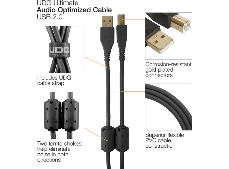 UDG Gear Ultimate USB 2.0 A-B Black Angled 3m 