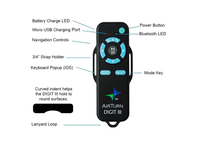 Airturn DIGIT III Bluetooth håndholdt fjernkontroll