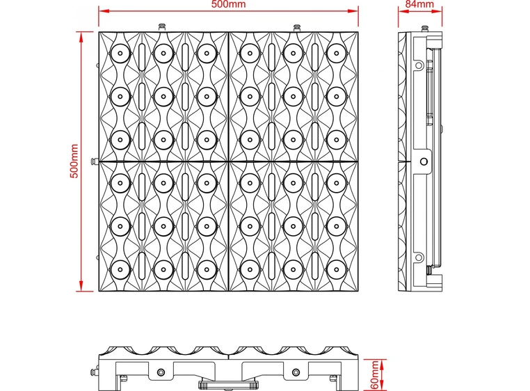 Briteq BT-GLOWPANEL LED panel, sort 36x 3W white CREE LEDs + RGB glow effect 