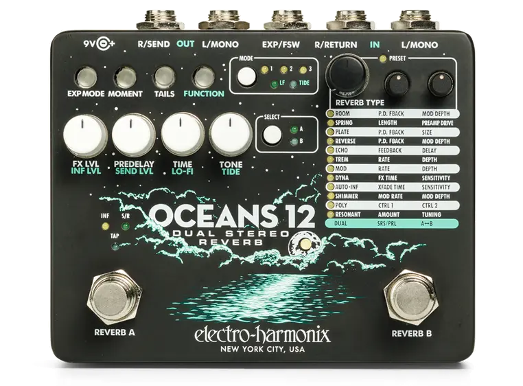 Electro-Harmonix Oceans 12 Dobbel stereo-reverb 