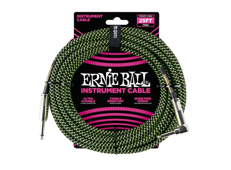 Ernie Ball EB-6077 Instrumentkabel 3 meter Sort & Grønn