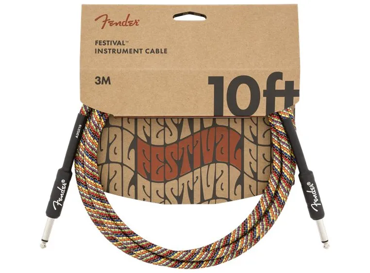 Fender 10' Festival Instrument Cable Pure Hemp, Rainbow, 3m 