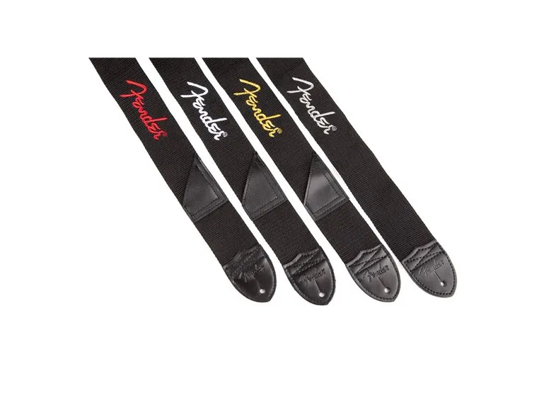 Fender 2" svart poly-reim m/ gul Fender-logo 