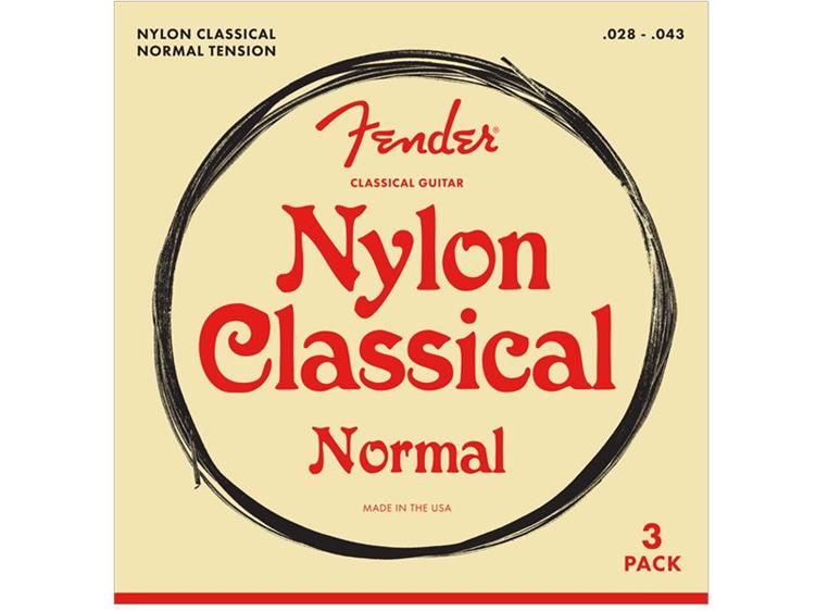 Fender Nylon Acoustic Strings, 100 Clear (028-043) Silver Tie End 3 pack