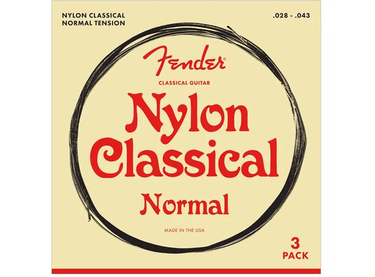 Fender Nylon Acoustic Strings, 100 Clear (028-043) Silver Tie End 3 pack 