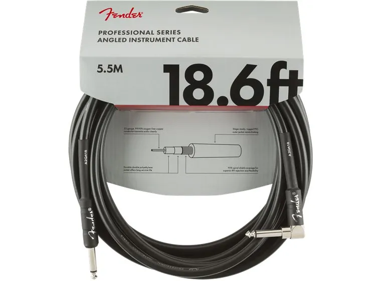 Fender Pro instrumentkabel 5.5m svart Straight/Angle, 18.6' 