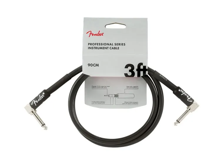 Fender Professional Instrument Cables Angle/Angle, 3', Black 