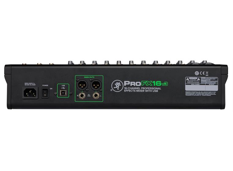 Mackie ProFX16v3 16 kanalers 4-bus profesjonell effektmikser m/USB