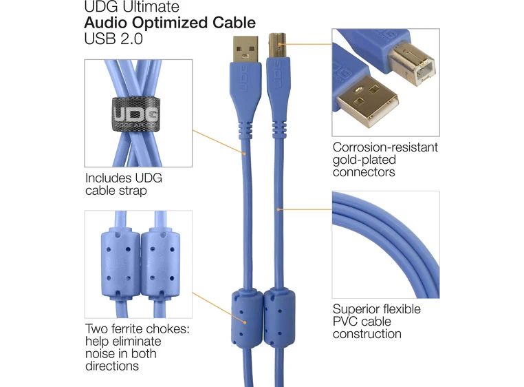 UDG Gear Ultimate USB 2.0 A-B Blue Angled 3m 