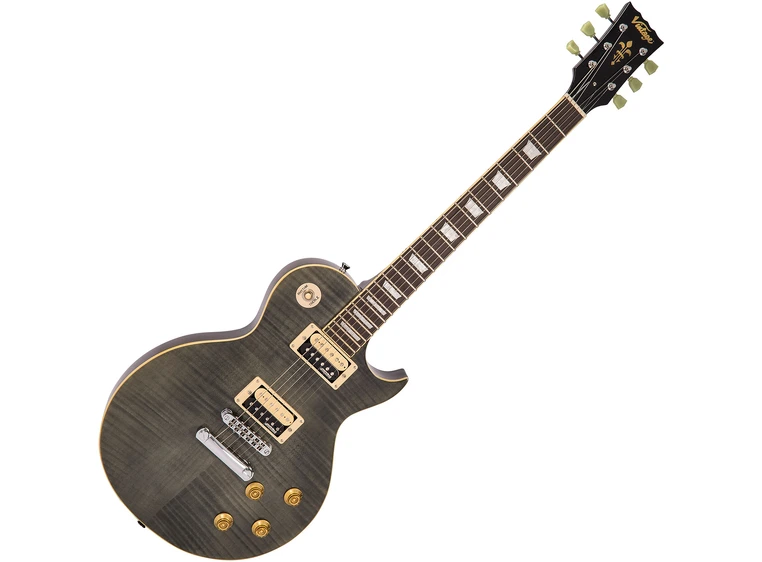 Vintage V100 Flamed Maple Thru Black 