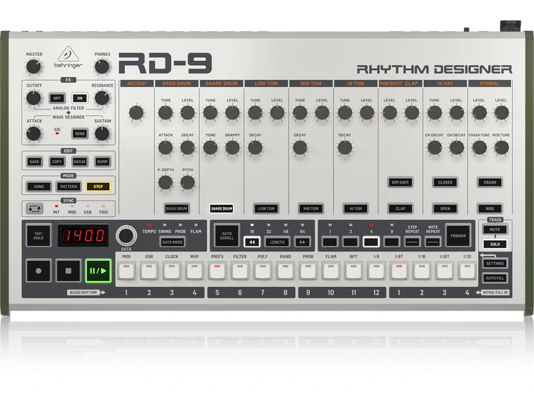Behringer Rhythm Designer Series RD-9 klassisk analog trommemaskin 