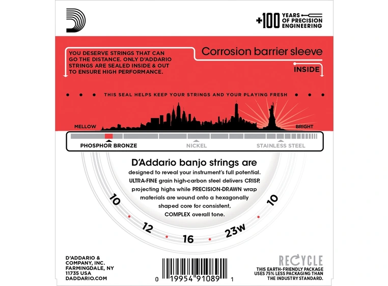 D'Addario EJ55 5-str. Banjo 010-023 Medium Phosphor Bronze (sett) 