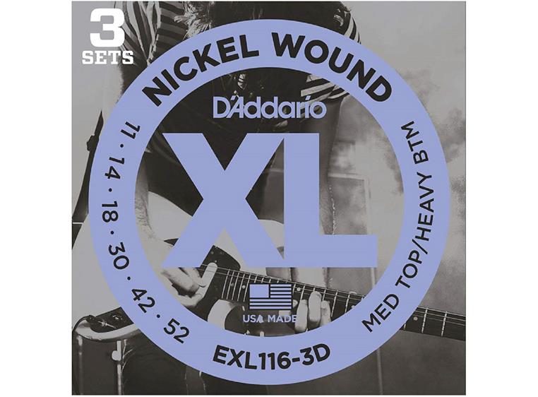 D'Addario EXL116-3D El-gitar strenger (011-052) 3-pack