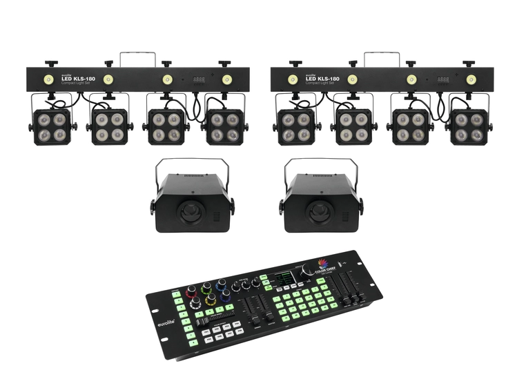 Eurolite Set 2x LED KLS-180 &  2x LED WF-40 & Color Chief DMX LED Controller 