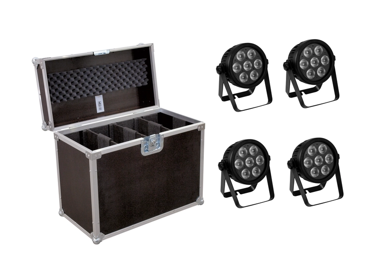 Eurolite Set 4x LED 7C-7 Silent Slim Spot & Case 