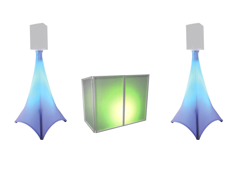 Eurolite Set AKKU 2x Flat light 3 black & Bar-6 & 2x Speaker Stand & DJ Stand 