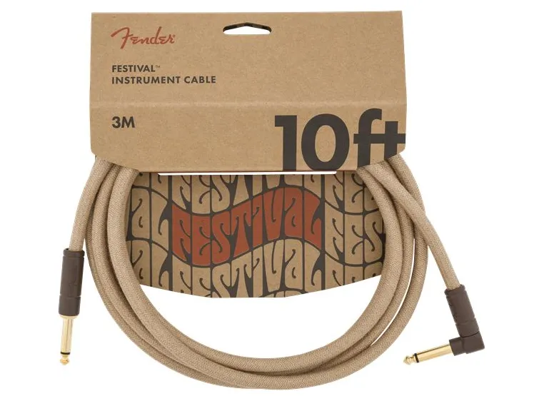 Fender 10' Festival Instrument Cable Angled, Pure Hemp, Natural, 3m 