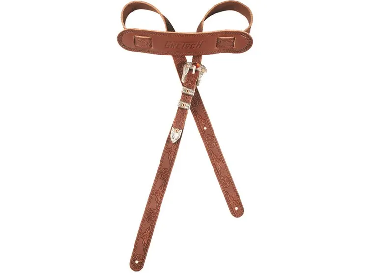 Gretsch Vintage Tooled Guitar Strap Walnut Leather 