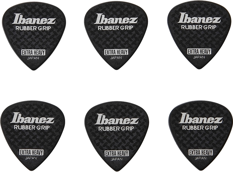 Ibanez PPA16XRG-BK Plekter 6-pakning Rubber Grip X-Heavy Svart 