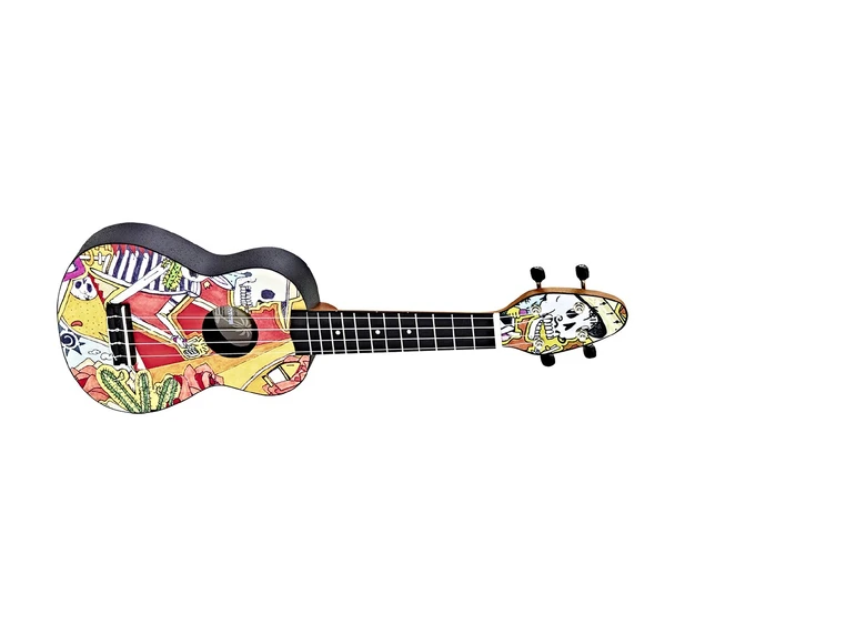 Ortega K2-EM Keiki Soprano ukulele-pack El Muerto 