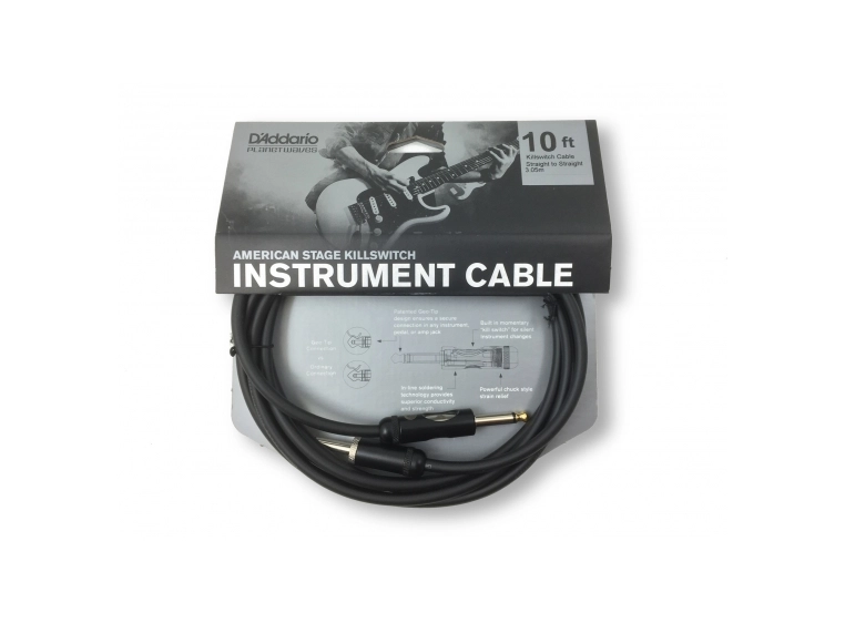 Planet Waves PW-AMSK-10 Instrumentkabel American Stage 3 m. med Kill switch 