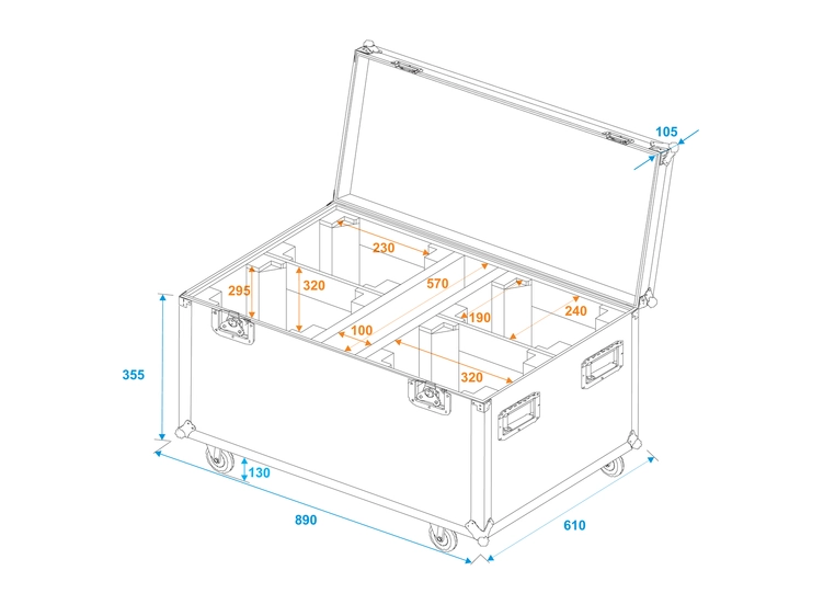 ROADINGER Flightcase 4x LED TMH-X4 