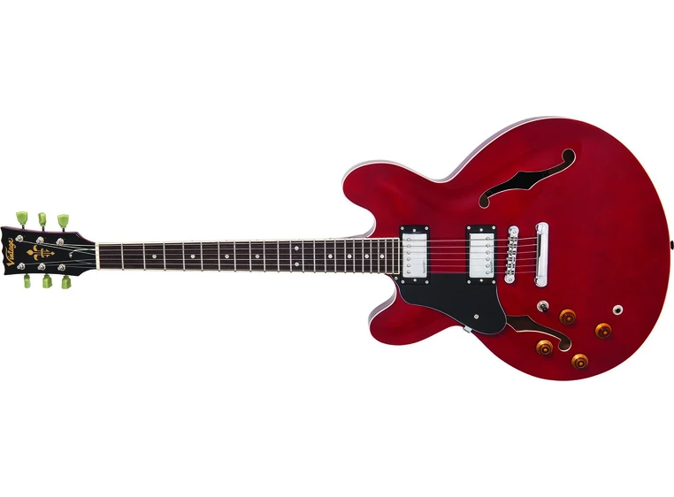 Vintage VSA500 Reissued Semi Acoustic Cherry Red, Lefthanded 