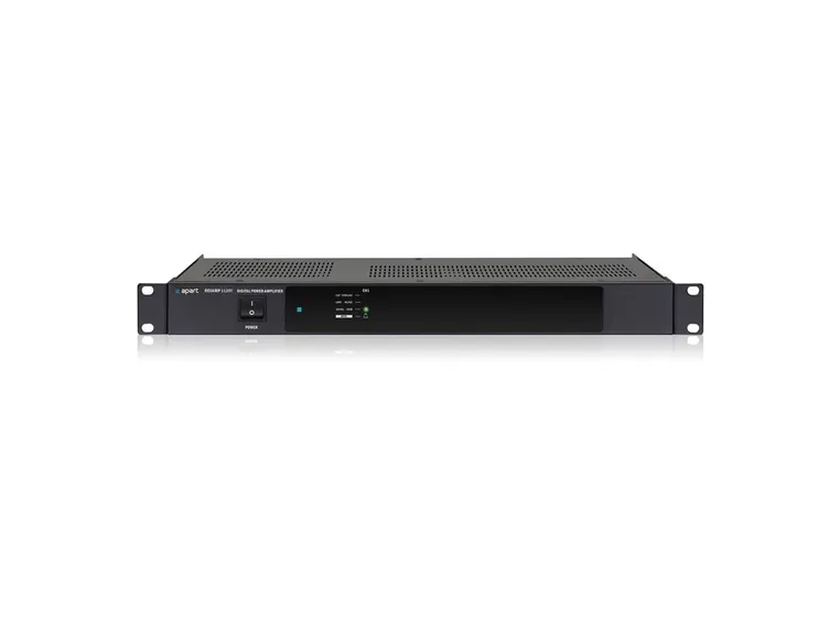 Apart Forsterker, klasseD 1x120W@100V eller @4Ohm, vifteløs, 1U, 19" 