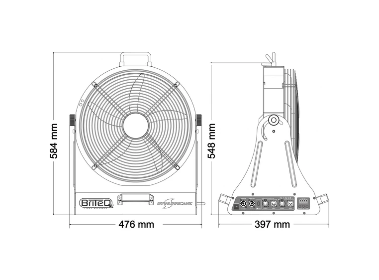 Briteq Hurricane kraftig effektvifte Opp til 3500m³/hr, 58m³/min (2060 cfm) 