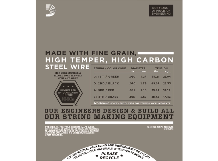 D'Addario ENR72 Half Round. Bass (050-105) 