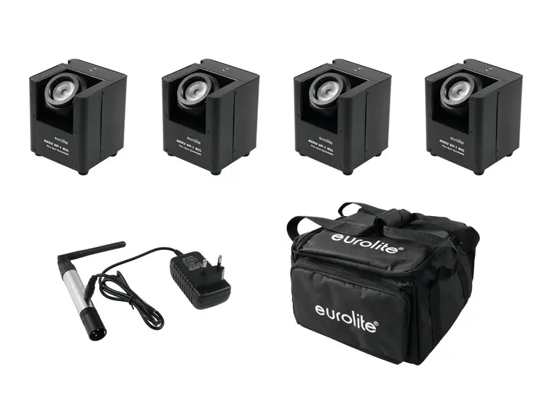 Eurolite Set 4x AKKU UP-1 & SB-4 Soft-Bag & QuickDMX Wireless transmitter 