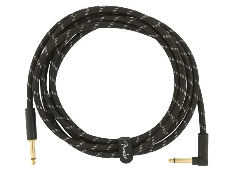 Fender Deluxe Series Instrument Cable Straight/Angle, 10', Black Tweed 