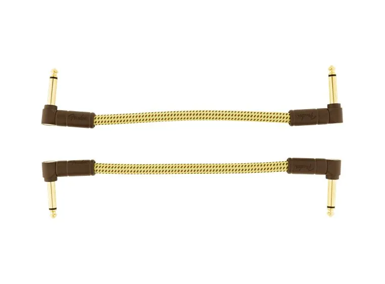 Fender Deluxe Series Instrument Cables (2-Pack), Angle/Angle, 6", Tweed 