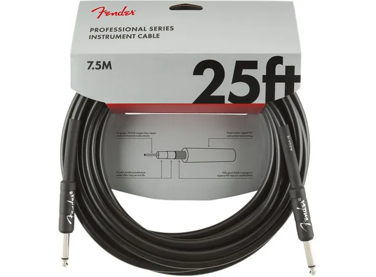 Fender Professional Instrument Cable Straight/Straight, 25', Black 