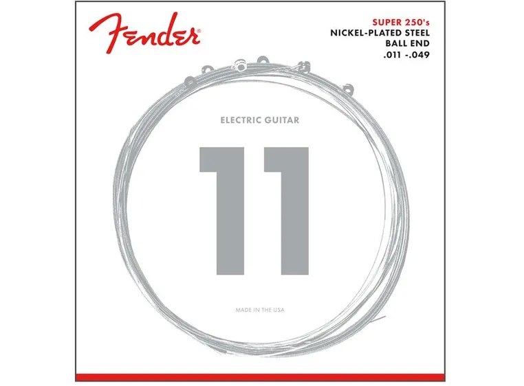 Fender Super 250 Guitar Strings (011-049) Nickel Plated Steel, Ball End 