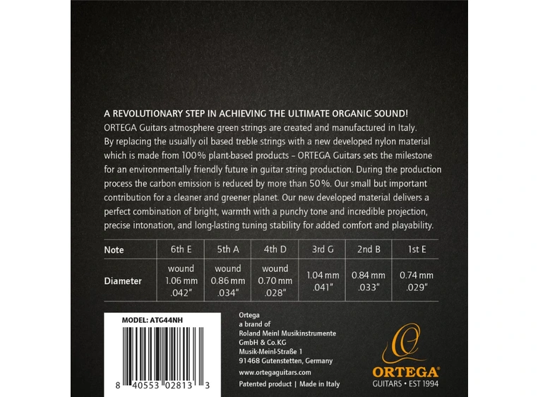 Ortega ATG44NH Strengesett Classic Hard (029-043) Atmosphere Green 