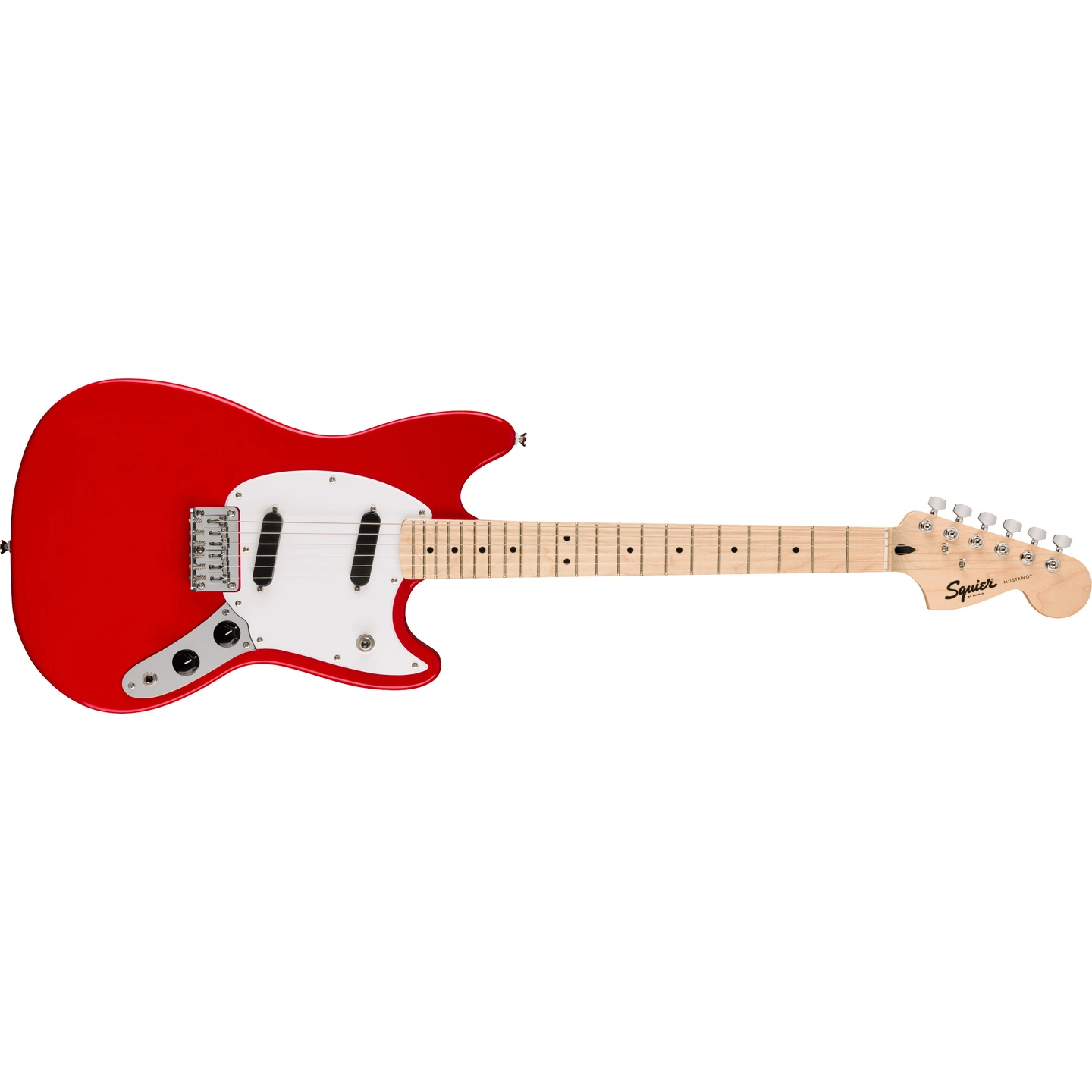 Squier Sonic Mustang, Maple White Pickguard, Torino Red