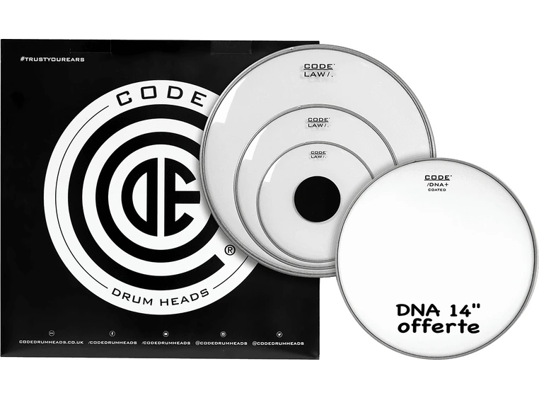 Code Drumheads TPLAWCLRR, LAW Rock Pack 10,12,16 cl + 14" DNA coated 