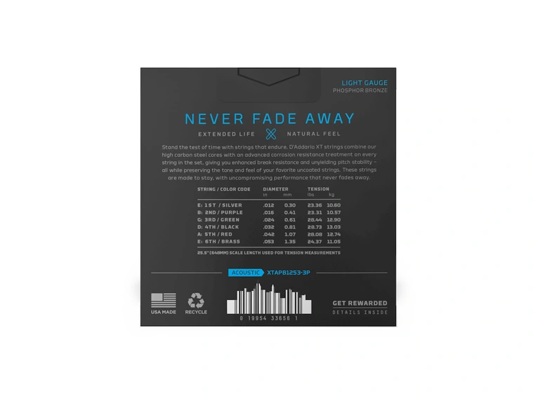 D'Addario XTAPB1253-3P Western XT Ph.B. (012-053) 3-pack 