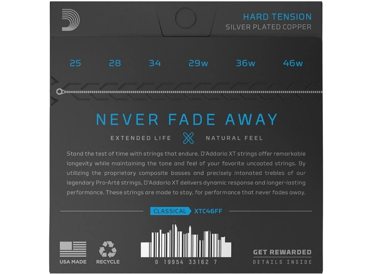 D'Addario XTC46FF Strengesett Classic XT (0248-046) Coated Dyn/Carbon Hard 